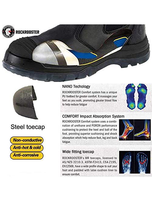 ROCKROOSTER Work Boots for Men, Composite/Soft/Steel Toe Waterproof Safety Working Shoes