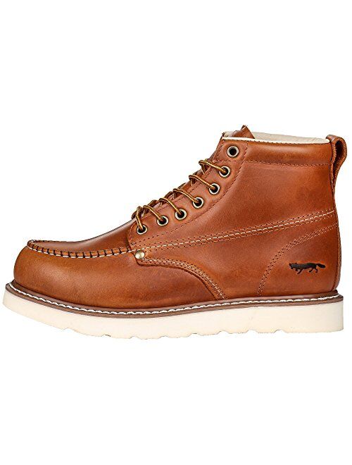 Golden Fox Work Boots 6" Men's Moc Toe Wedge Comfortable Boot for Construction
