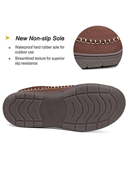 Zigzagger Men's Fuzzy Microsuede Moccasin Style Slippers Indoor/Outdoor Fluffy House Shoes