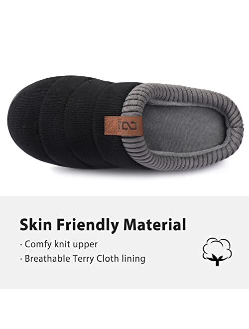 ZIZOR Men's Memory Foam Wool-Like Lining Slipper with Short Faux Fur Collar House Shoes Indoor Outdoor Slip on Clogs