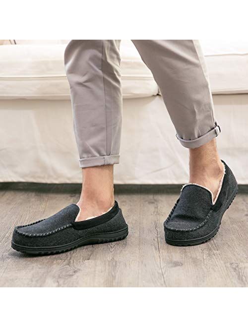 Men's Comfy Micro Wool Moccasin Slippers House Shoes Indoor/Outdoor