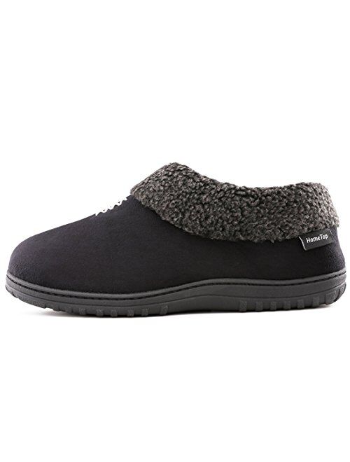 Men's Cozy Memory Foam Slippers Fluffy Micro Suede Faux Fur Fleece Lined House Shoes with Non Skid Indoor Outdoor Sole