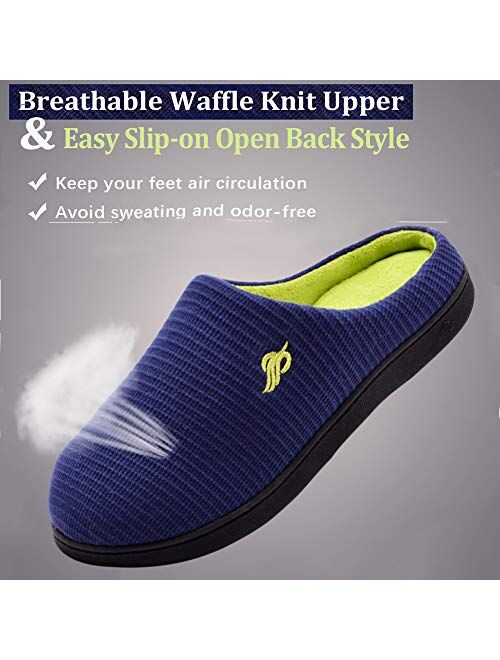 Comfy Memory Foam House Shoes Wishcotton Mens Classic Two-Tone Slippers