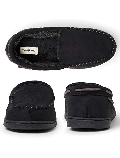 Dearfoams Men's Moccasin with Whipstitch Slipper