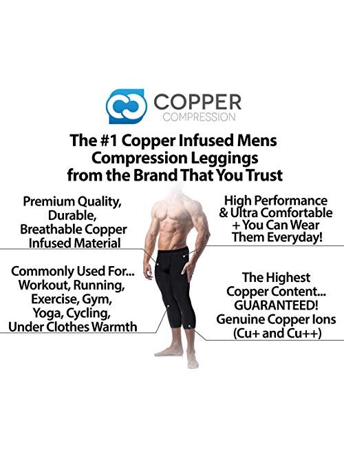 Copper Compression Mens Capri Pants. Leggings, Tights, Capris, Pant for Men