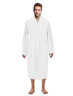 Premium Turkish Cotton Waffle Weave Lightweight Kimono Spa Bathrobe for Men