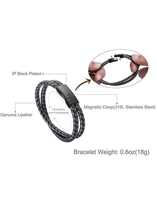 Murtoo Mens Bracelet Leather Braided, Brown and Black Leather Bracelet for Men