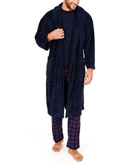 Men's Long Sleeve Cozy Soft Plush Shawl Collar Robe
