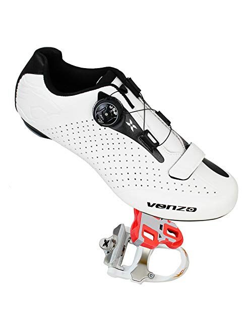 Venzo Cycling Bicycle Cycle Road Bike Shoes Men - Compatible with Shimano SPD, SPD SL, Look KEO, Look Delta - Choice of Package Including Pedals or NOT Including Pedals W
