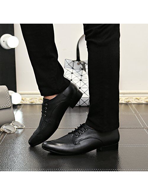 Minishion QJ9011 Mens 1" Heel Leather Modern Salsa Tango Ballroom Latin Dance Shoes