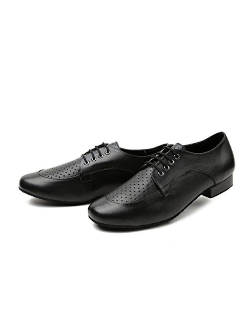 Minishion QJ9011 Mens 1" Heel Leather Modern Salsa Tango Ballroom Latin Dance Shoes