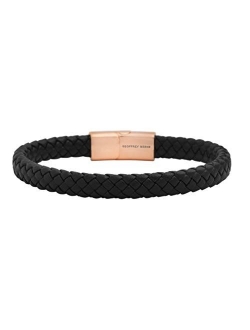 Men's Braided Genuine Leather Bracelet with Stainless Steel Magnetic Closure