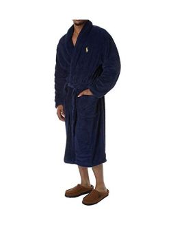 Men's Microfiber Plush Long Sleeve Shawl Collar Robe