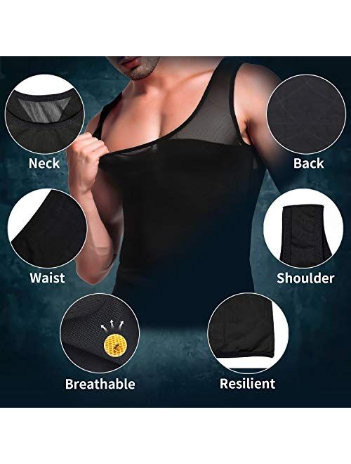 GKVK Mens Slimming Body Shaper Vest Chest Compression Shirt Abs Abdomen Slim Tank Top Undershirt