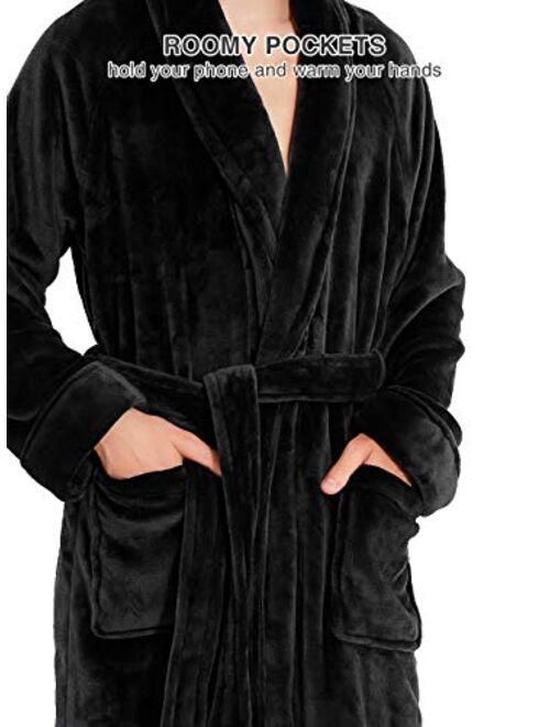 DAVID ARCHY Mens Soft Fleece Plush Robe Full Length Long and Knee Length Big and Tall Bathrobe
