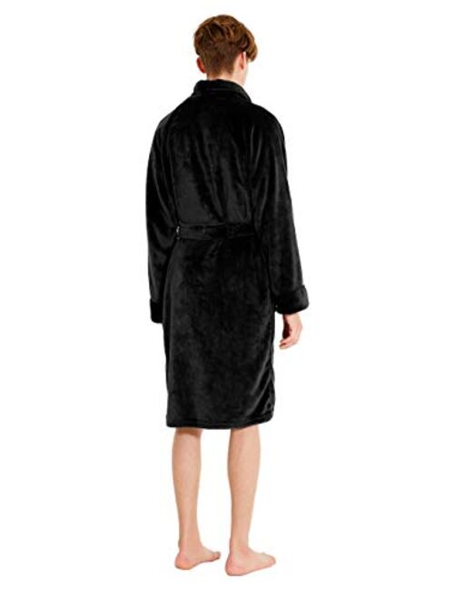 DAVID ARCHY Mens Soft Fleece Plush Robe Full Length Long and Knee Length Big and Tall Bathrobe