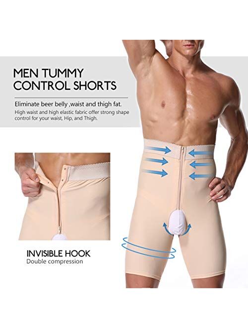 DoLoveY Men Tummy Control Shorts Girdle Body Shaper High Waist Leg Slimming Shapewear Compression Boxer Brief