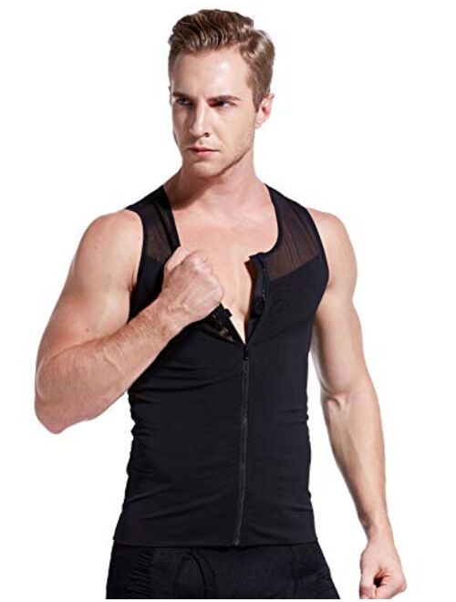 Hoter Mens Slimming Body Shaper Vest/T-Shirt with Zipper