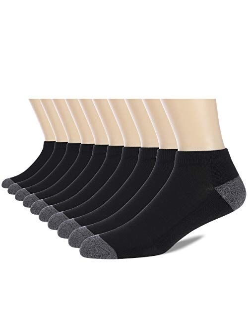 COOVAN 10 Pairs Mens Cushion Ankle Socks Men 10 Pack Low Cut Comfort Breathable Casual Socks