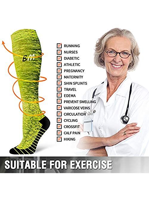 Women & Men(6 Pairs) Compression Socks for Nurse, Running,Medical,Athletic Sports,Flight Travel, Pregnancy