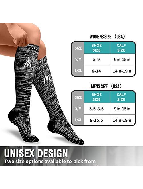 Women & Men(6 Pairs) Compression Socks for Nurse, Running,Medical,Athletic Sports,Flight Travel, Pregnancy