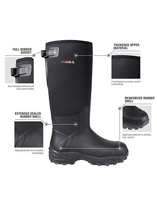 Hisea Hunting Boots for Men Waterproof Insulated Rubber Boots Rain Boots Neoprene Mens Boots