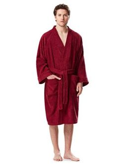 Arus Men's Short Kimono Bathrobe Turkish Cotton Terry Cloth Robe