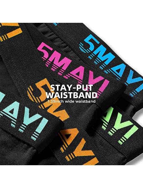 5Mayi Men's Underwear Boxer Briefs Cotton Black Mens Boxer Briefs Underwear Men Pack Wide Waistband S M L XL XXL
