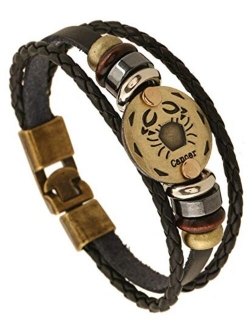 FLDC Multi-Layer 12 Constellation Zodiac Sign Braided Charm Bracelet Wrist Wrap Cuff Bangle Jewelry for Women Men