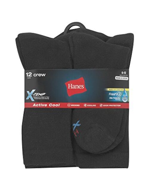Hanes Men's 12-Pack FreshIQ Odor Control Protection and X-Temp Cool and Dry Ankle Socks