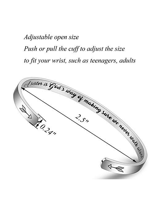 BFJLIFE Inspirational Cuff Bangle Bracelets for Women Girls Stainless Steel Jewelry