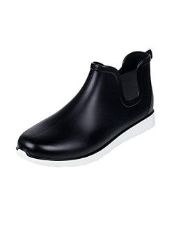 Comwarm Men's Ankle Rain Boots Casual Anti-Slip Outdoor Sport Waterproof Short Slip-on Rain Shoes