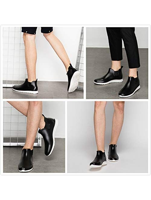 Comwarm Men's Ankle Rain Boots Casual Anti-Slip Outdoor Sport Waterproof Short Slip-on Rain Shoes