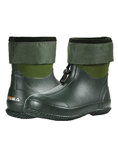 Hisea Ankle-Height Rain Boots Rubber Garden Boots Waterproof Muck Riding Boots Neoprene Outdoor Work Boots for Women Men