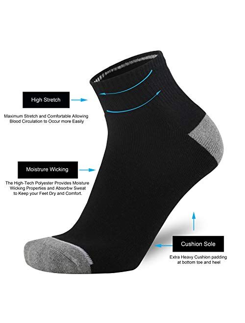 ONKE Men's 10 Pairs of Cotton Moisture Wicking Training Cushion Low Cut Socks