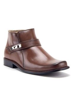 Jazame Men's Ankle High Square Toe Casual Chelsea Dress Boots