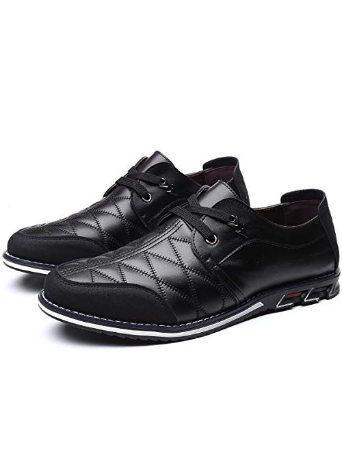 COSIDRAM Men Casual Shoes Sneakers Loafers Breathable Comfort Walking Shoes Fashion Driving Shoes Luxury Black Blue Leather Shoes for Male Business Work Office Dress Outd