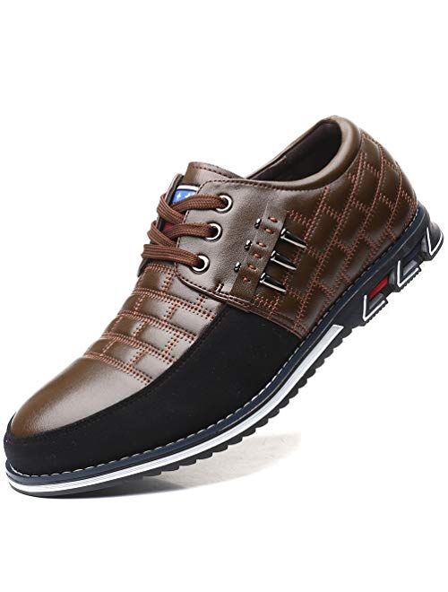 COSIDRAM Men Casual Shoes Sneakers Loafers Breathable Comfort Walking Shoes Fashion Driving Shoes Luxury Black Blue Leather Shoes for Male Business Work Office Dress Outd