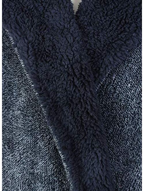 John Christian Men's Hooded Fleece Robe, Dark Gray Marl