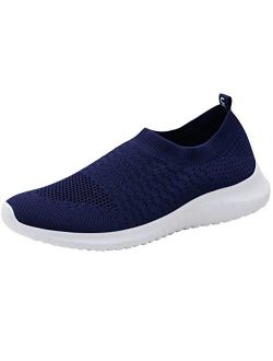 konhill Men's Athletic Walking Shoes Lightweight Casual Knit Slip on Sneakers