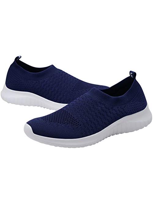 konhill Men's Athletic Walking Shoes Lightweight Casual Knit Slip on Sneakers