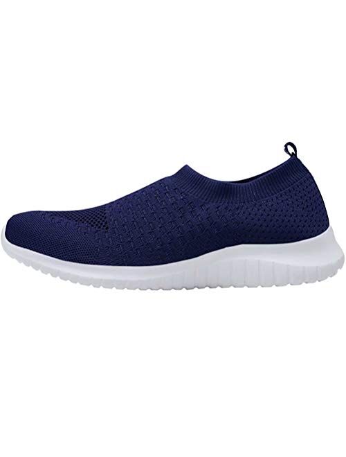 konhill Men's Athletic Walking Shoes Lightweight Casual Knit Slip on Sneakers