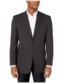 J.M. Haggar Men's 4-Way Stretch Diamond Weave Classic Fit Suit Separate Pant, Charcoal, 46R