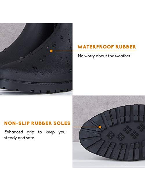 UNICARE Men's Chelsea Rain Boots Waterproof Slip on Shoes Nonslip Short Ankel Boots Rubber Rain Footwear Handmade