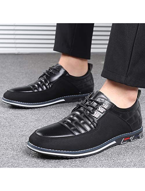 COSIDRAM Men Casual Shoes Luxury Comfortable Loafers Driving Flats Sneakers Shoes for Male Fashion Black Brown Leather Lace-up Business Work Office Dress