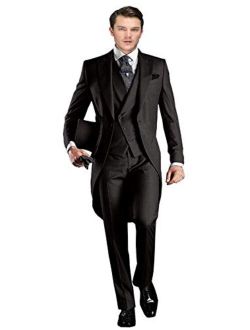 Wemaliyzd Men's Classic Fit 3 Piece Tuxedo Suit Long Tail Jacket Waistcoat Pants