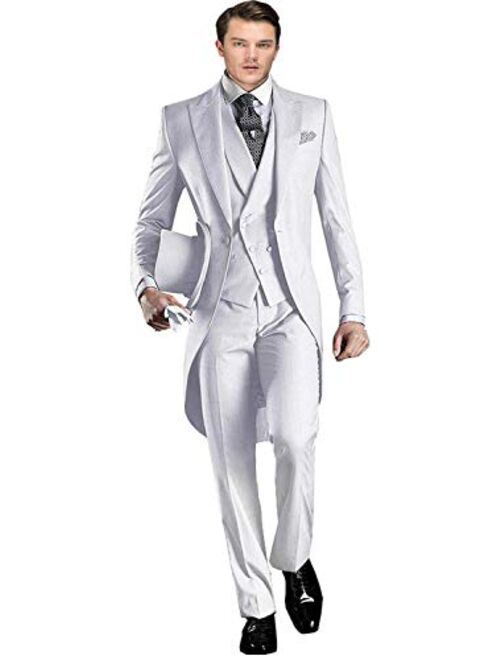 Wemaliyzd Mens 3 Piece Tuxedo Suit Classic Fit Double Breasted Vest Pants