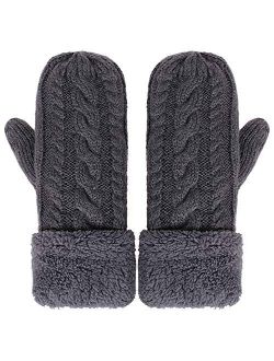 Womens Winter Gloves Knit Warm Mittens for Women Gifts with Plush Lining Cold Weather Accessories