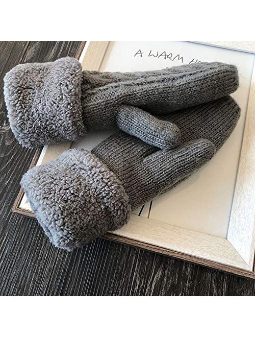 Womens Winter Gloves Knit Warm Mittens for Women Gifts with Plush Lining Cold Weather Accessories