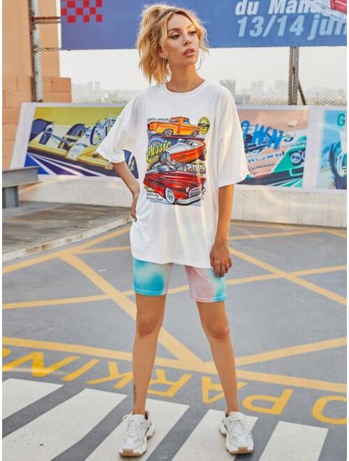 Car & Letter Graphic Oversized Tee